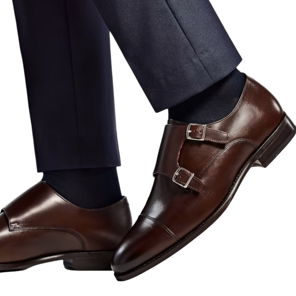 Broletto Men's Double Monk Strap Dress Shoes Size 10.5 Burgundy Brown Leather - Picture 2 of 15